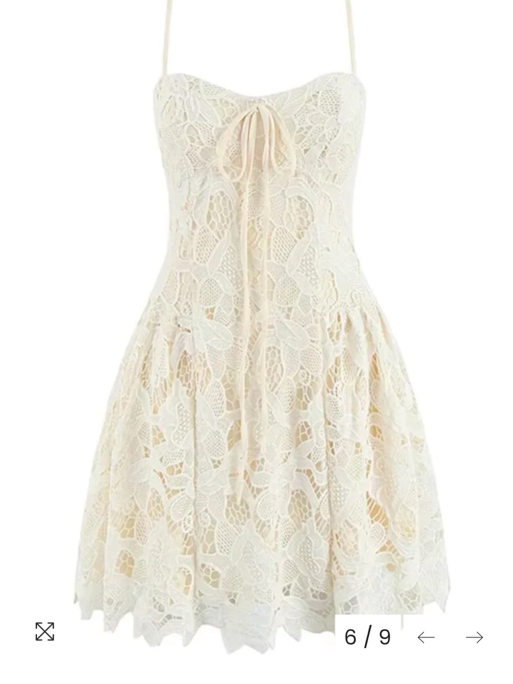 Peppermayo Cream Lace Tie-Front Spaghetti Strap Mini Dress - Picture 4 of 5